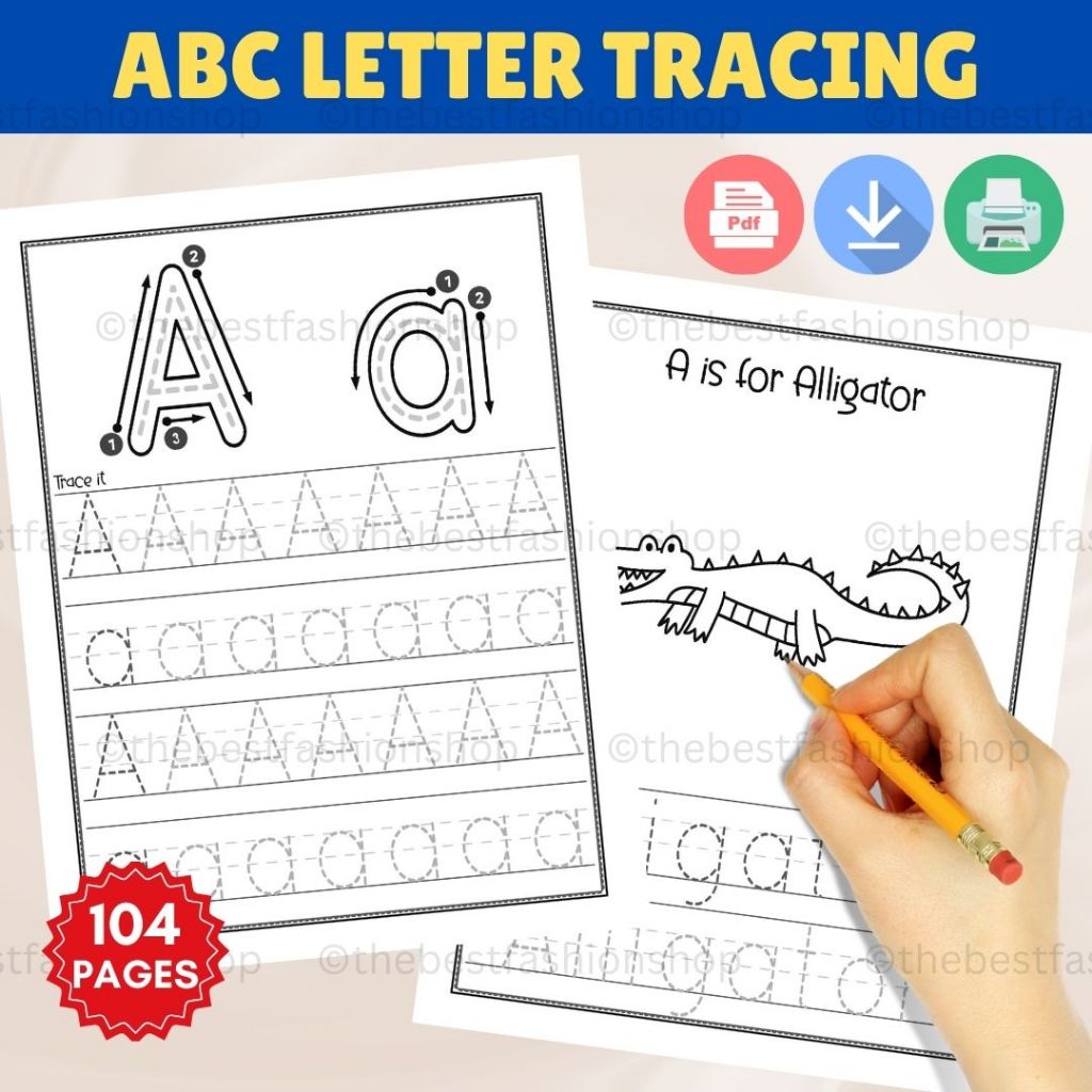 A028 [PDF] ABC Letter Handwriting Practice Worksheet Printable Alphabet ...