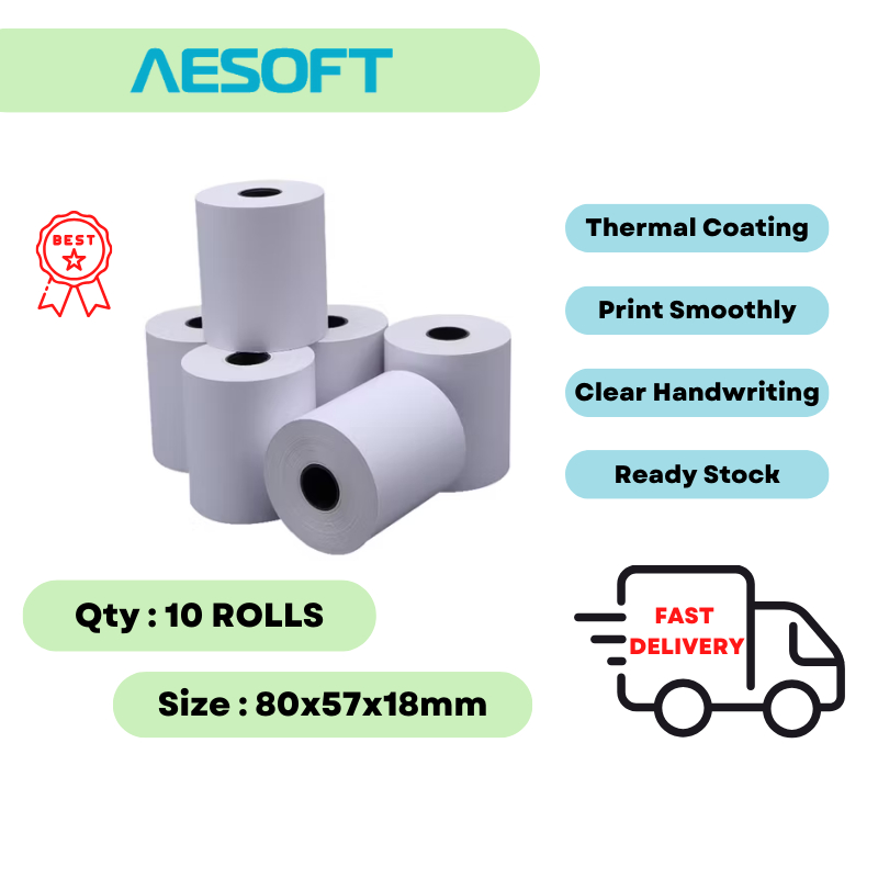 Thermal Receipts Paper Roll With Core& Coreless 【80X57x18MM】 | Shopee ...
