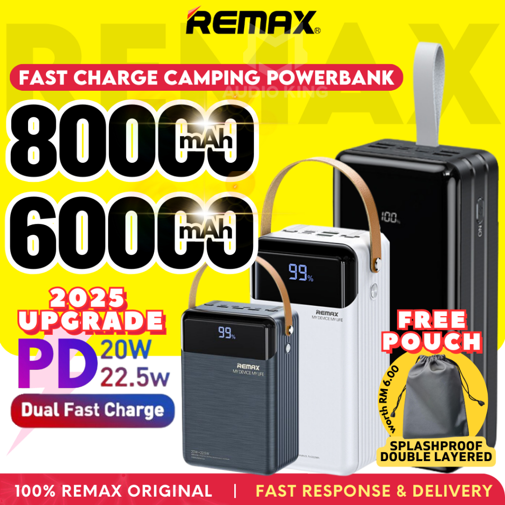 REMAX Original 80000mAh Fast PD Charging 22.5W Outdoor Camping 80k Big ...