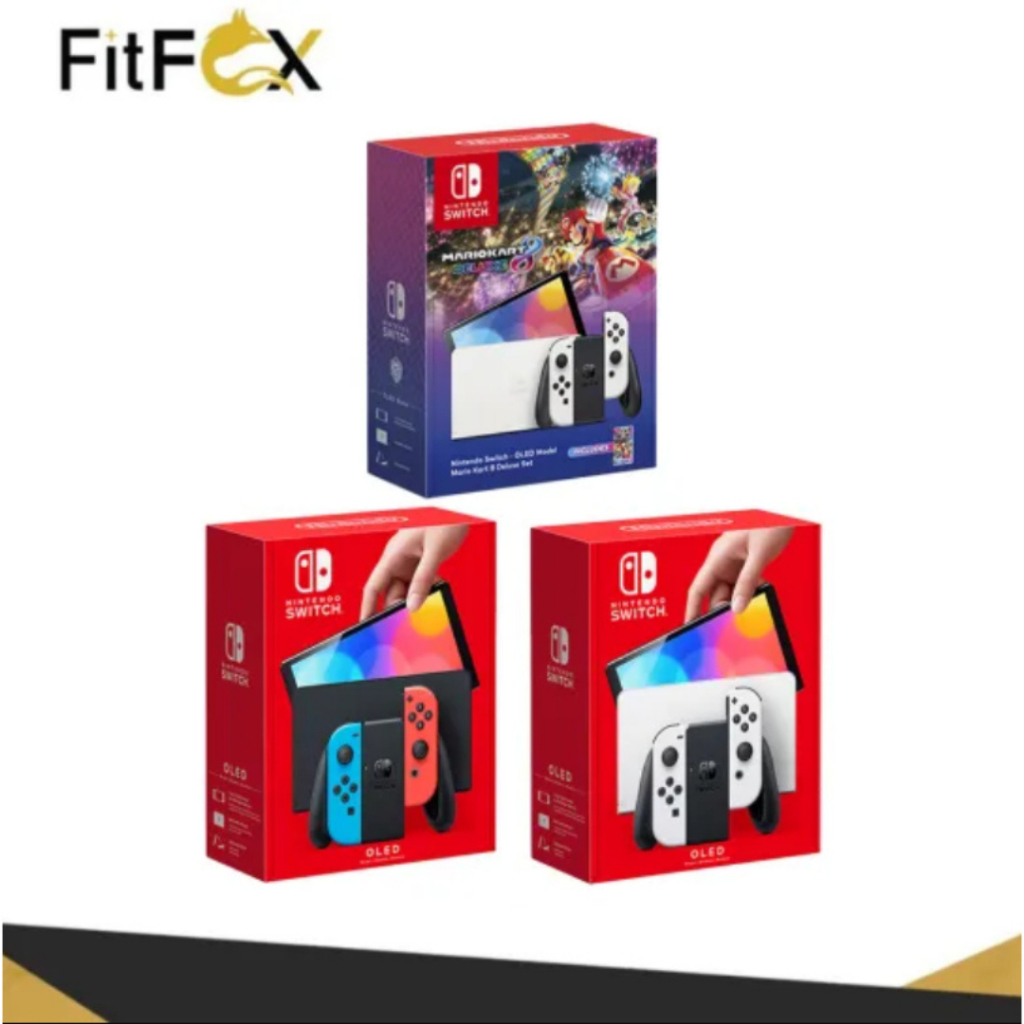 LOCAL SET Nintendo Switch OLED Console White Neon Mario Kart 8 Nitendo ...