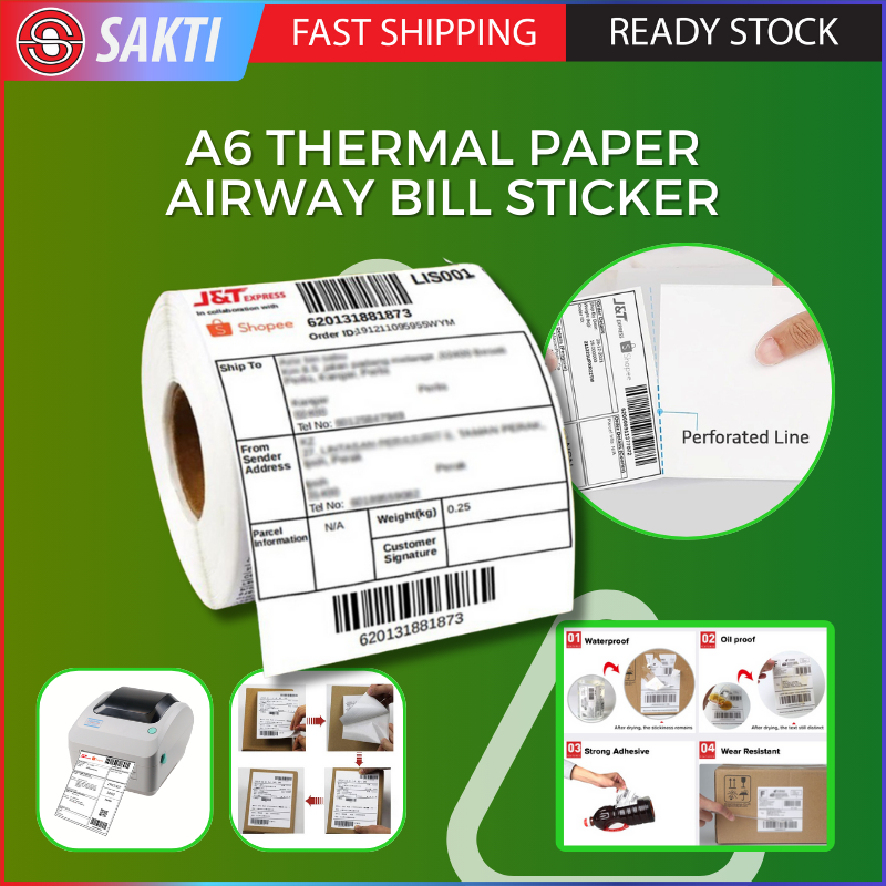 A6 Thermal Paper 100X150mm LZ Shopee Standard Thermal Barcode Sticker ...