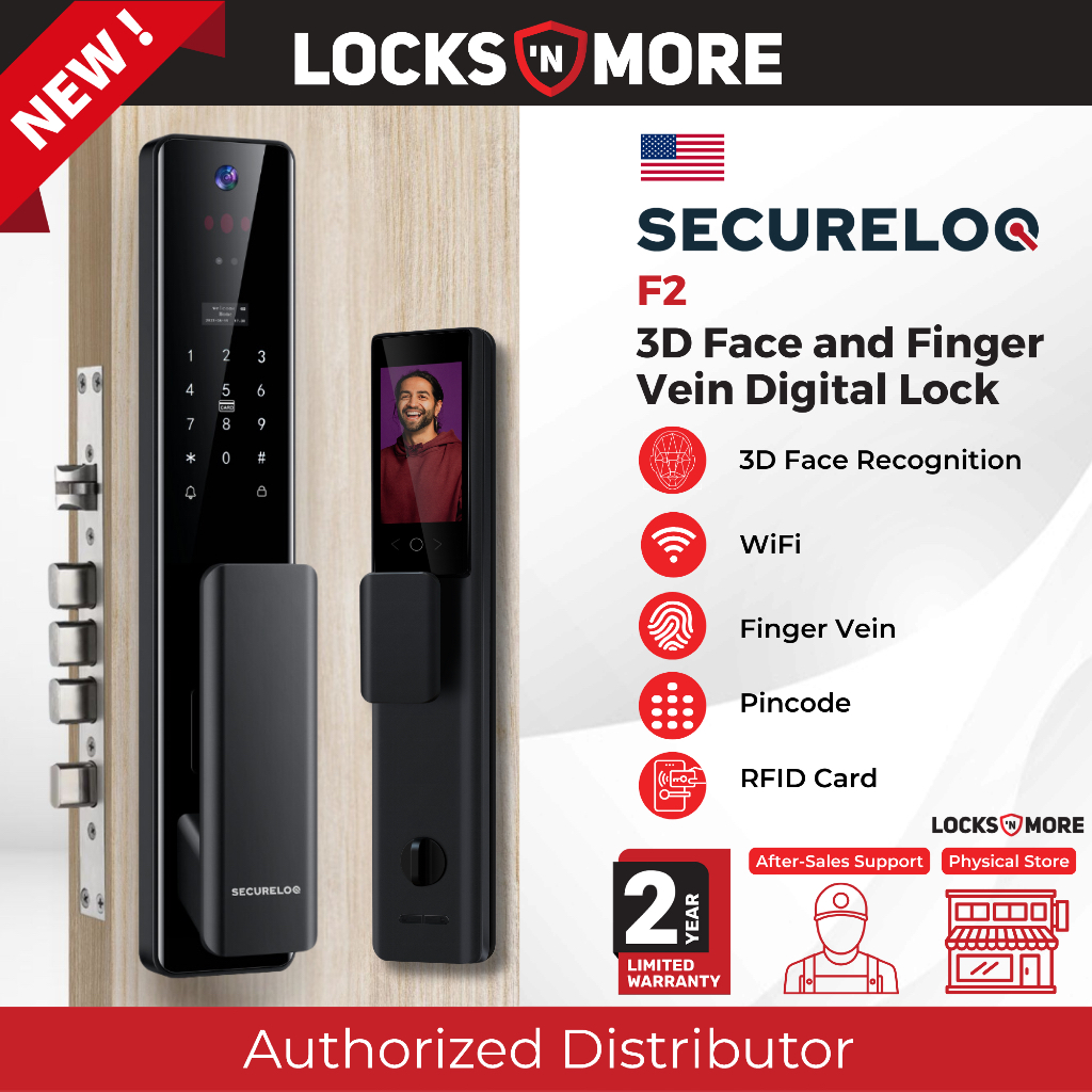 Secureloq F2 3D Face Recognition Digital Door Lock | Shopee Malaysia