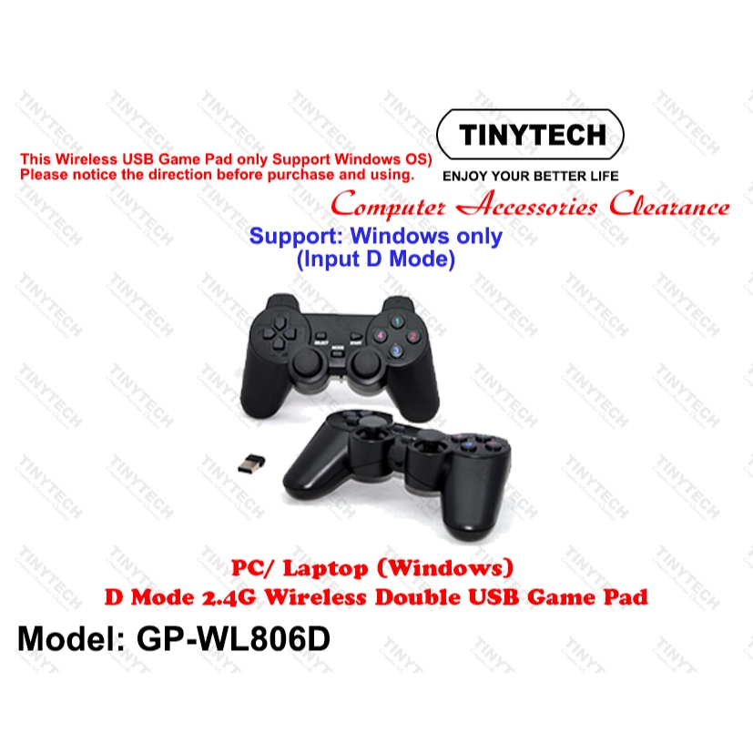 TINYTECH GP-WL806D 2.4G WIRELESS DOUBLE USB GAME PAD FOR WINDOWS (D ...