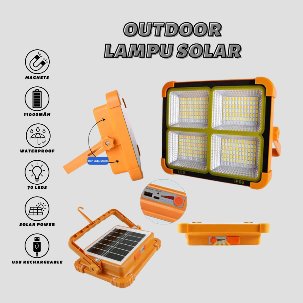 Solar LED Lampu Waterproof Rechargeable With USB Charge Emergency For ...