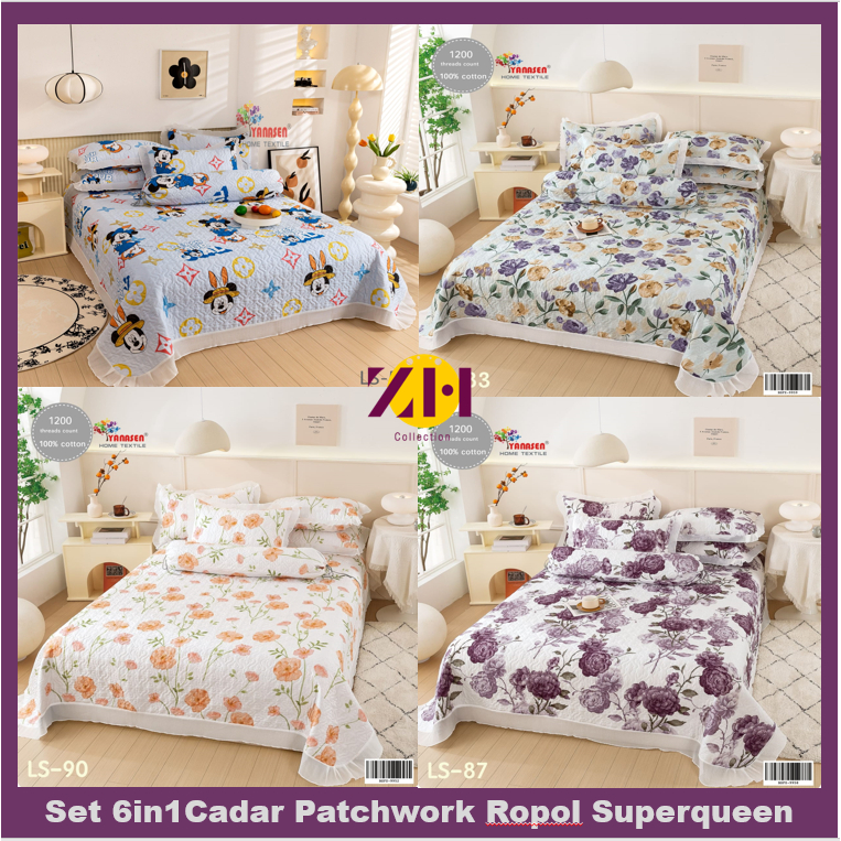 ZH 6in1 Cadar Ropol Patchwork Superqueen 100% Cotton 1200 Thread Count ...