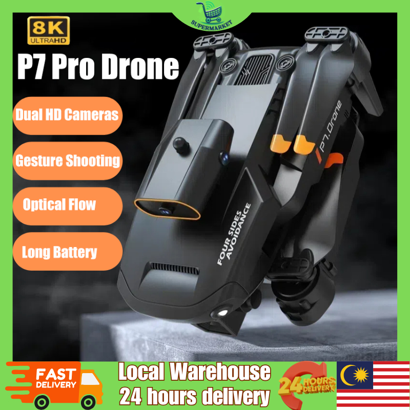 [READY STOCK] P7 Pro 8K HD Dual Camera Mini Drone, Foldable, Portable ...