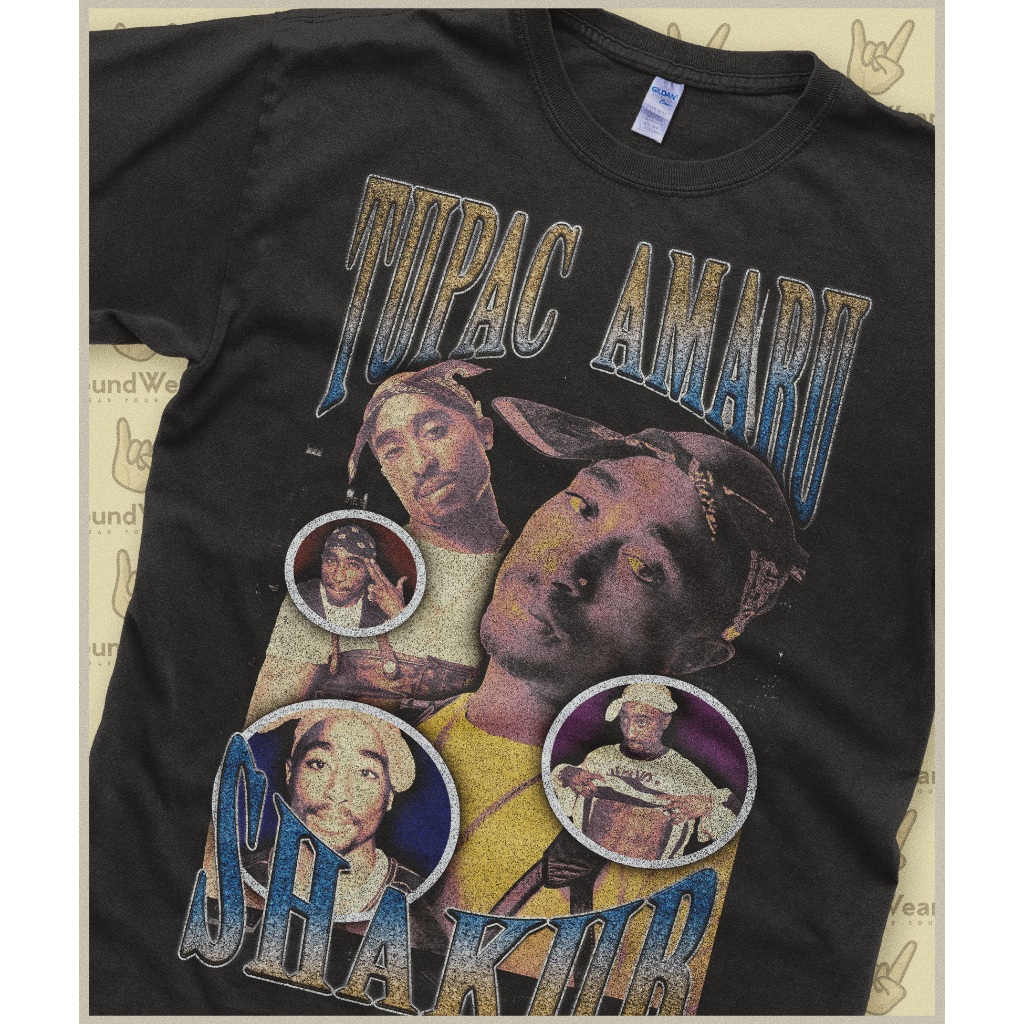 Tupac Shakur 2 Pac 1991Inc Striped T-Shirt Rap Hip Ho - Foto 8