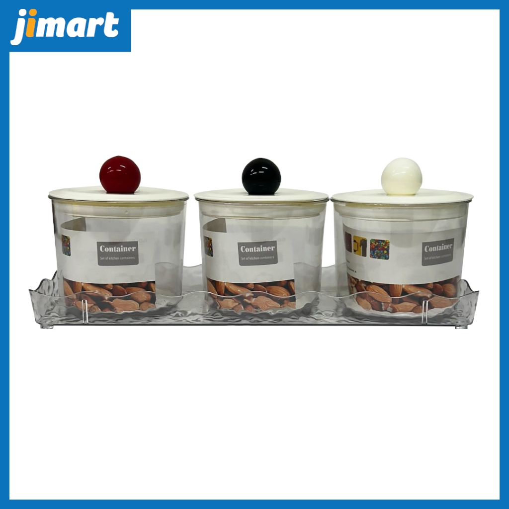 Jimart Balang Plastic Round Food Container with Tray 3 Pcs Kuih Kukis ...