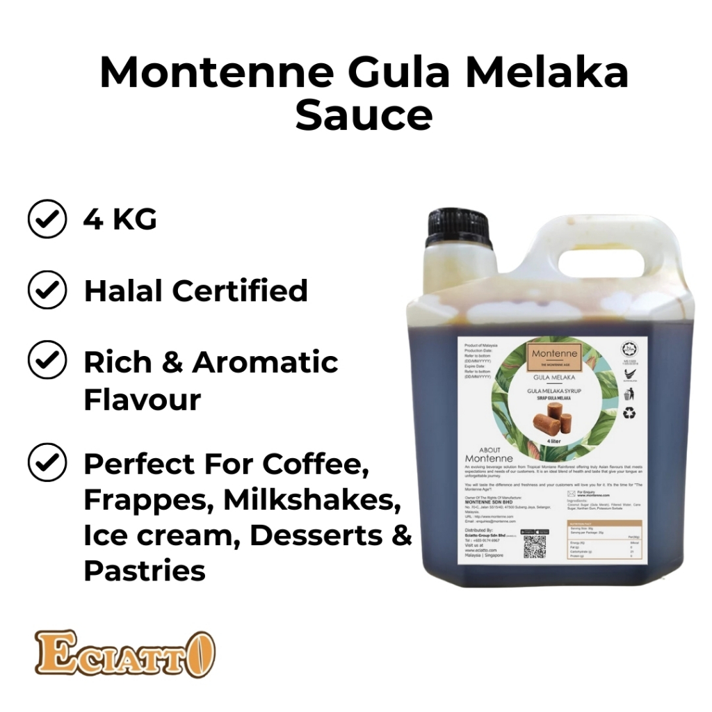 MONTENNE Gula Melaka Sauce 4KG Halal For Cafe Ice Blended Smoothies ...