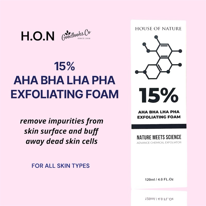 EXFOLIATOR FOAM HOUSE OF NATURE Exfoliating Foam 15% AHA BHA LHA PHA ...