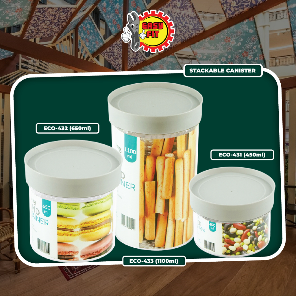 Balang Kuih Raya Stackable Round Transparent Canister Food Storage Jar ...