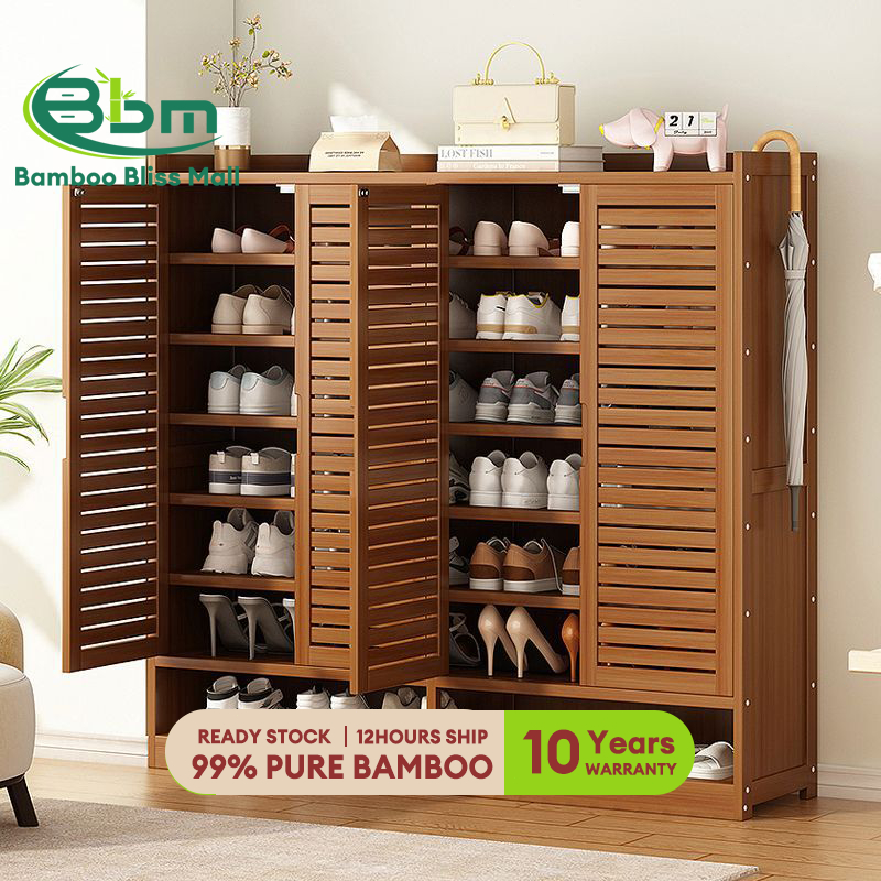 BBM Shutter Door Flip Door Shoe Cabinet 7/8 Layers Bamboo Shoe Cabinet ...