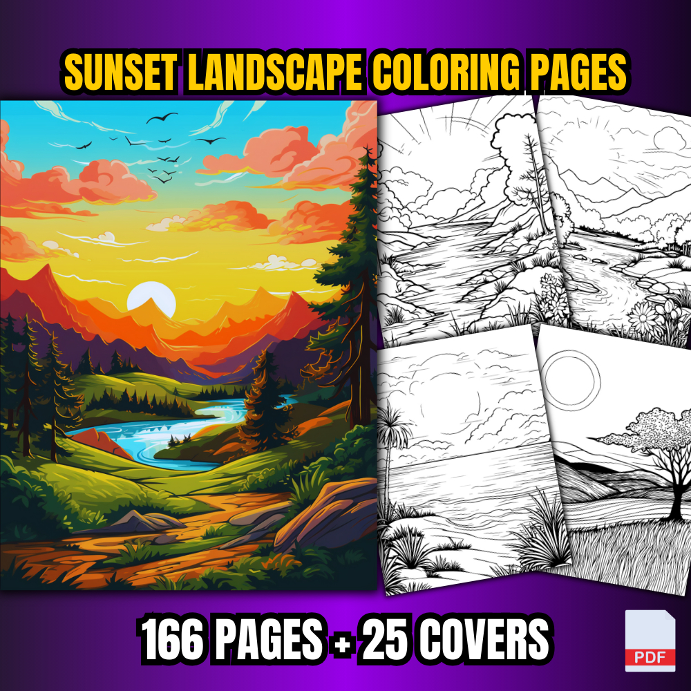 [PDF] 166 Sunset Landscape Coloring Pages For Adults | Shopee Malaysia