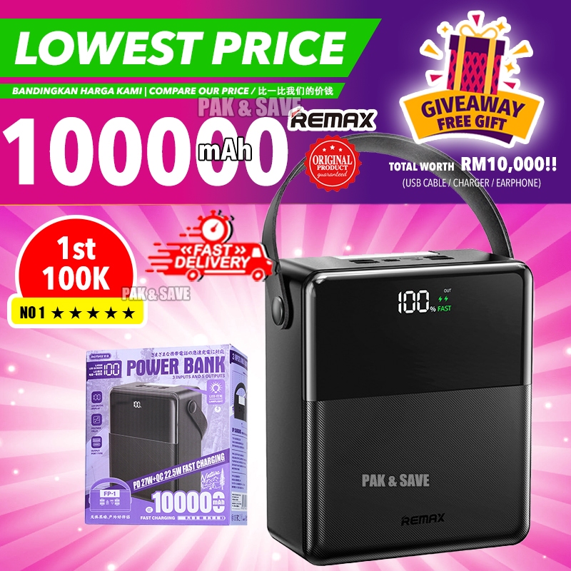 REMAX 100000mAh Power Bank 100k Powerbank Charger USB Type C Usb C ...
