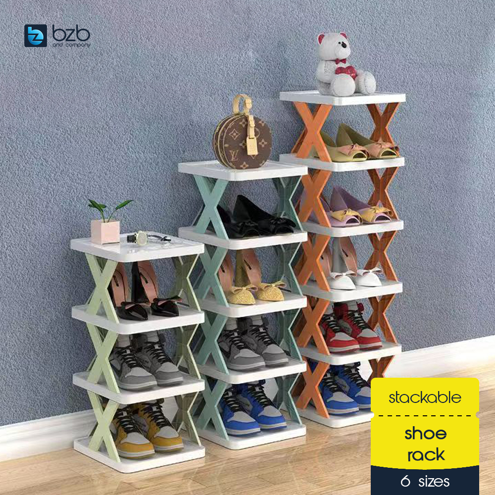 DIY Stackable Multilayer Shoes Rack Narrow Space Free Standing Shoe ...