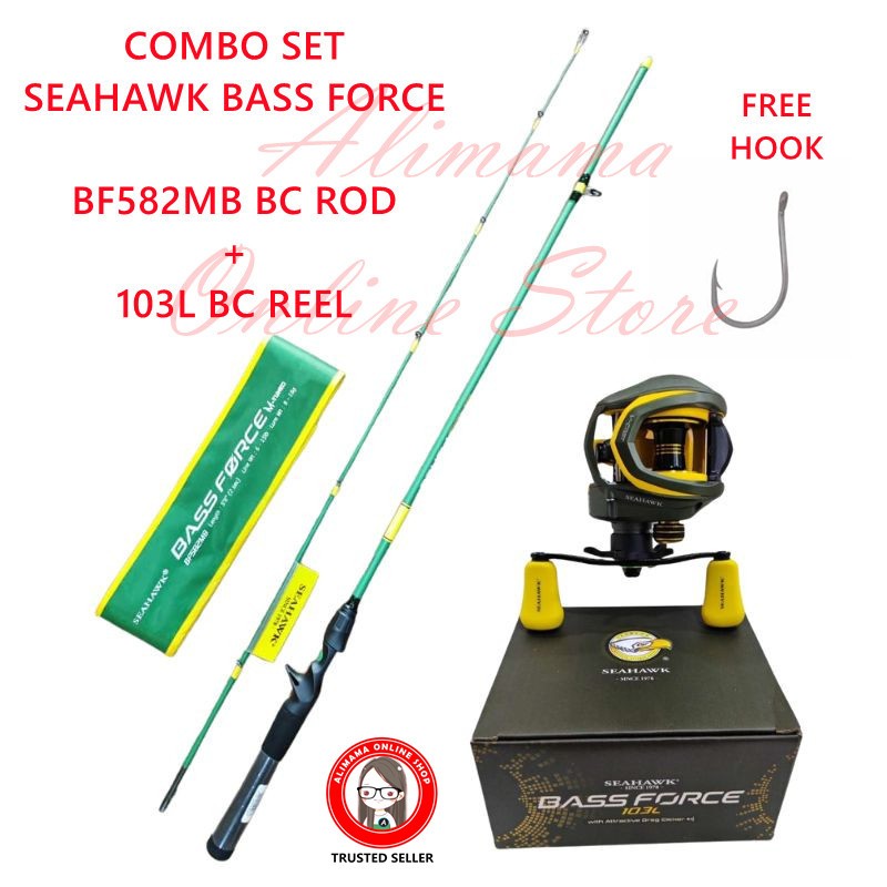 COMBO SET SEAHAWK BASS FORCE BC FISHING ROD JORAN PANCING MURAH BC REEL ...