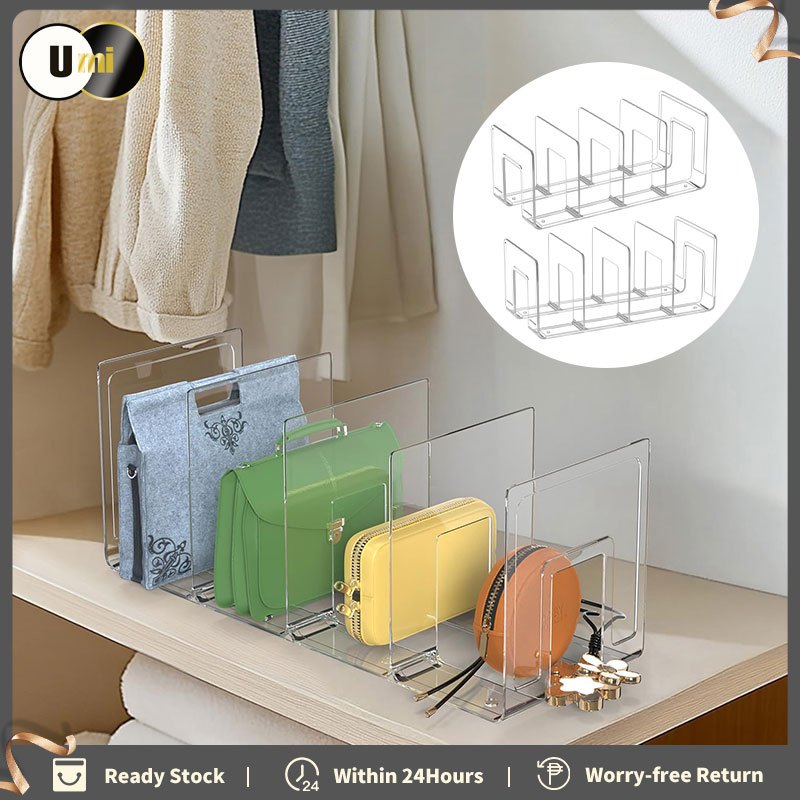 4-Slot Cabinet Partition Acrylic Wardrobe Divider Handbag Storage Rack ...