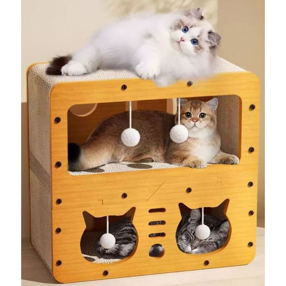 Pet Cat Kucing Big Box Cat Nest Cat House durable scratch board ...