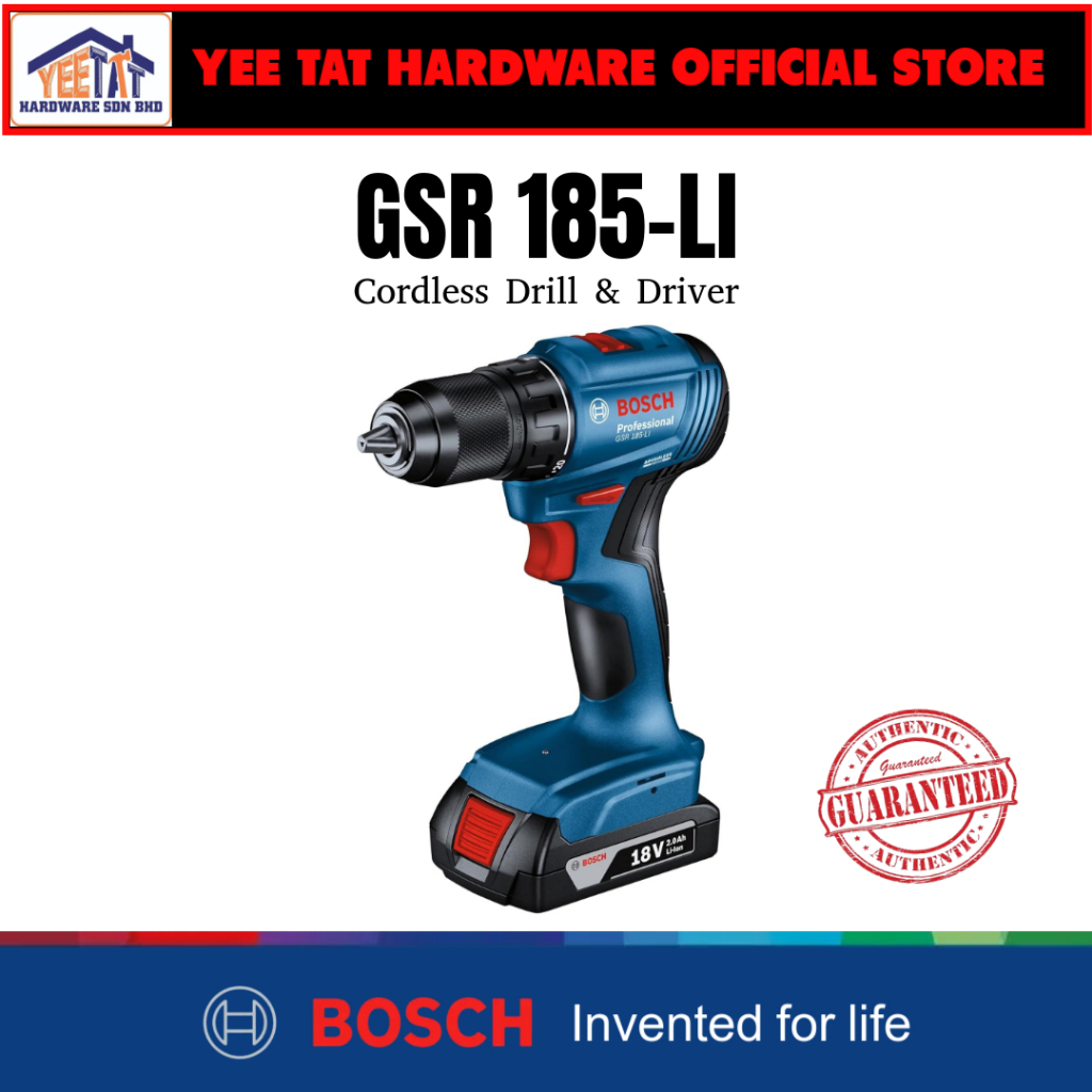 [ BOSCH ] GSR 185-Li Cordless Drill Driver Professional Kit | Shopee ...