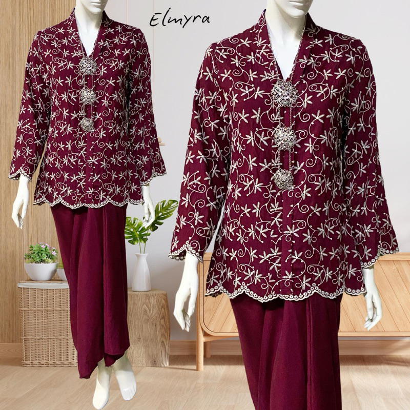 ELMYRA KEBAYA PARIO COTTON EMBROIDERY SULAM BY NURAHERA. BAJU RAYA 2025 ...
