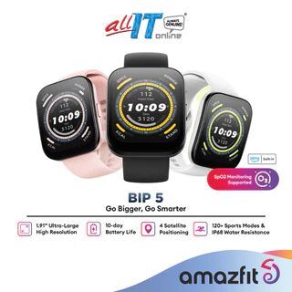 Amazfit Bip 5 (46mm) Smartwatch | Ultra-Large 1.91" Display | Built-in Mic | Heart Rate Monitor | 120+ Sports Modes
