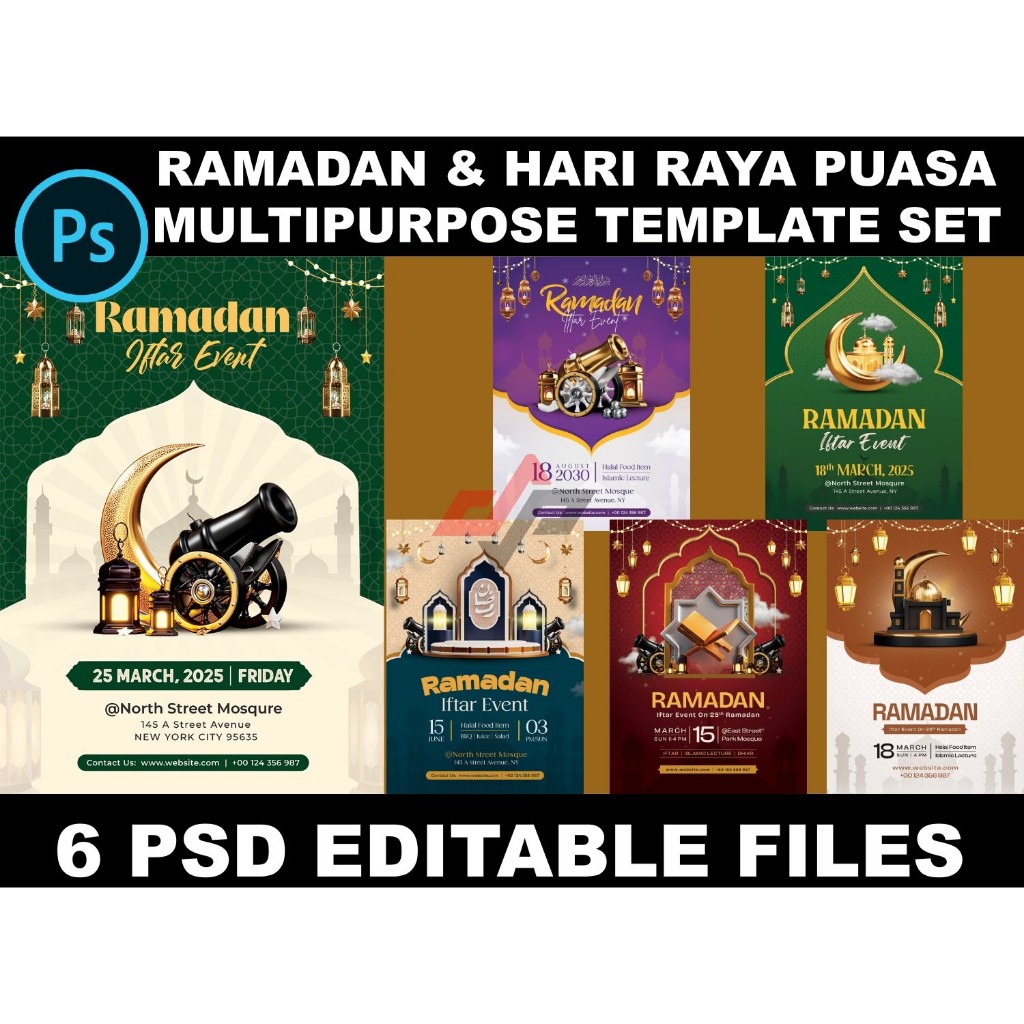 [PSD Template] 6 Multipurpose Template Set for Bulan Ramadan & Hari ...