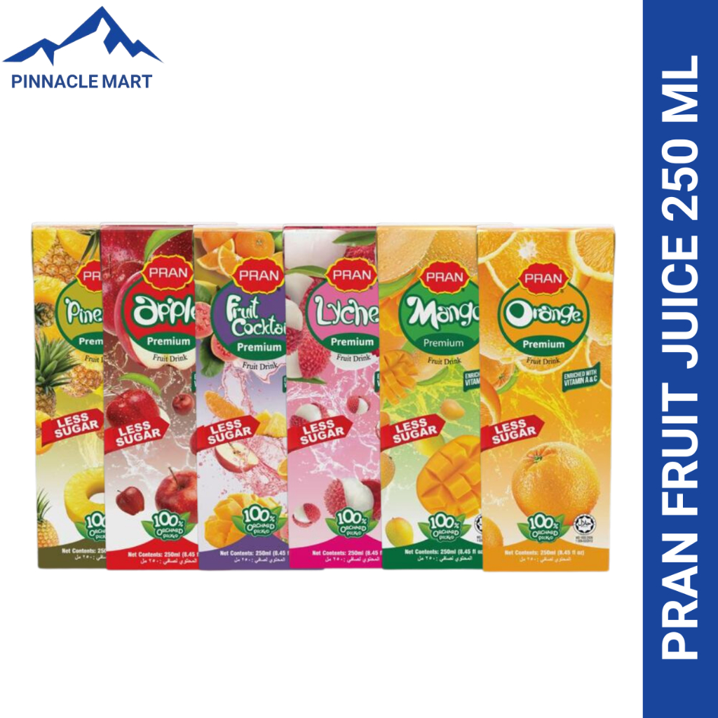 PRAN FRUIT DRINKS MANGO/APPLE/ORANGE/F.COCKTAIL/LYCHEE 250ML ( TP ...