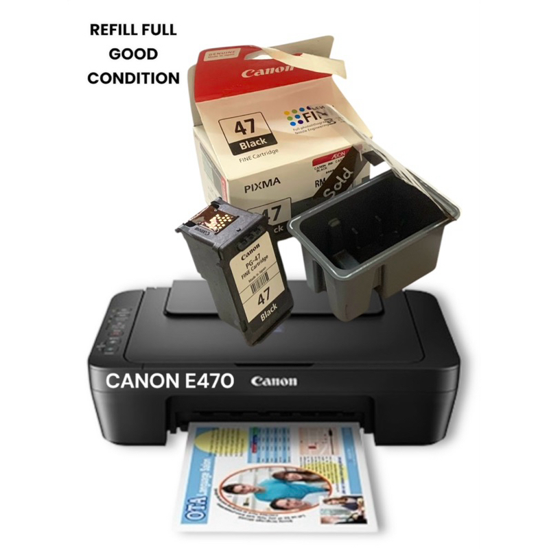 CARBON INK WITH REFILL FULL-INK PG-47 FINE CARTRIDGE 47-BLACK 15ml USED ...
