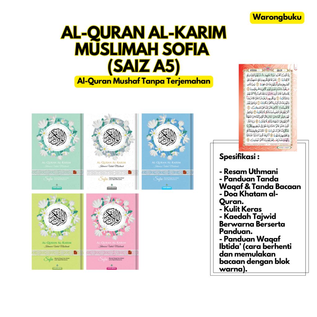 Karya Bestari Al Quran Muslimah Sofia Saiz A5 Al Quran Waqaf