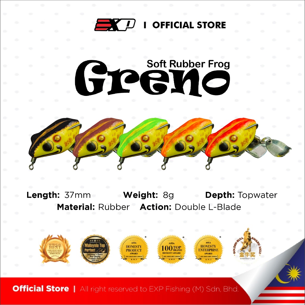 EXP GRENO Soft Rubber Frog EXP Soft Frog Murah Haruan Killer Katak ...
