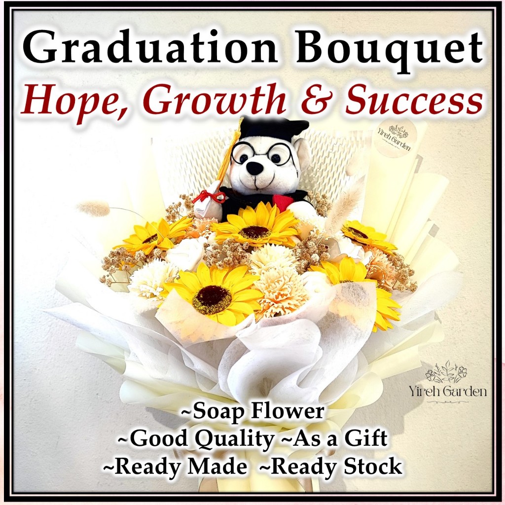 Bunga Sabun Graduasi - Graduation Soap Flower Bouquet with Bear Gift ...