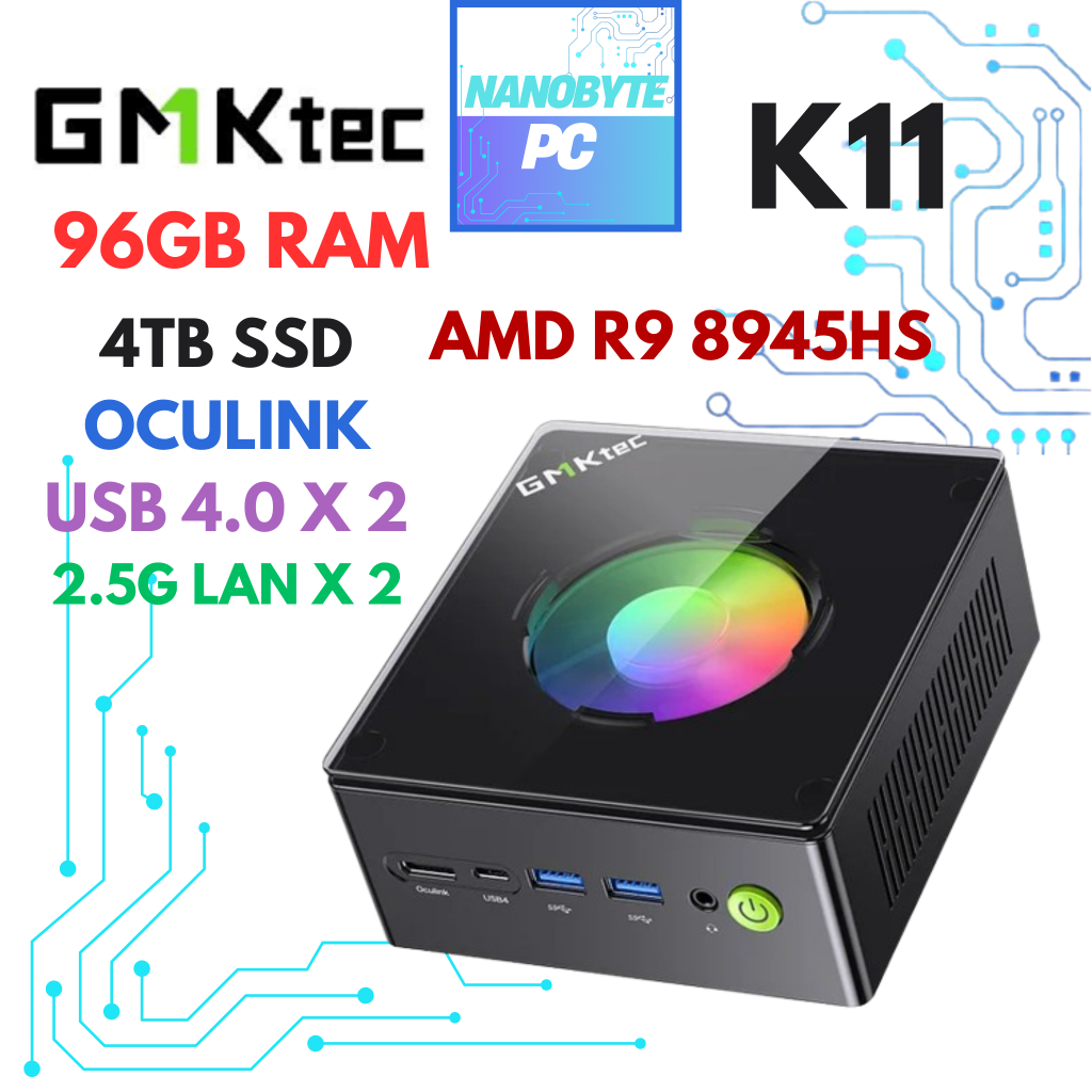 GMKtec K11 Mini PC Gaming - Ryzen 9 8945HS, 64GB DDR5, 1TB SSD, Oculink Anschluss (8 Kerne, Bis 5,2 GHz)