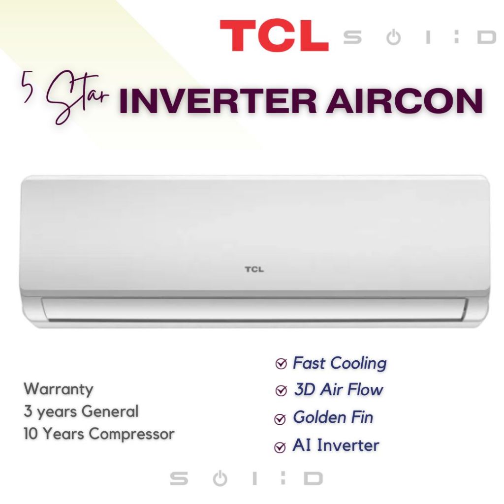 TCL 5star Inverter Aircon R32, 1.0Hp 冷气 | Shopee Malaysia