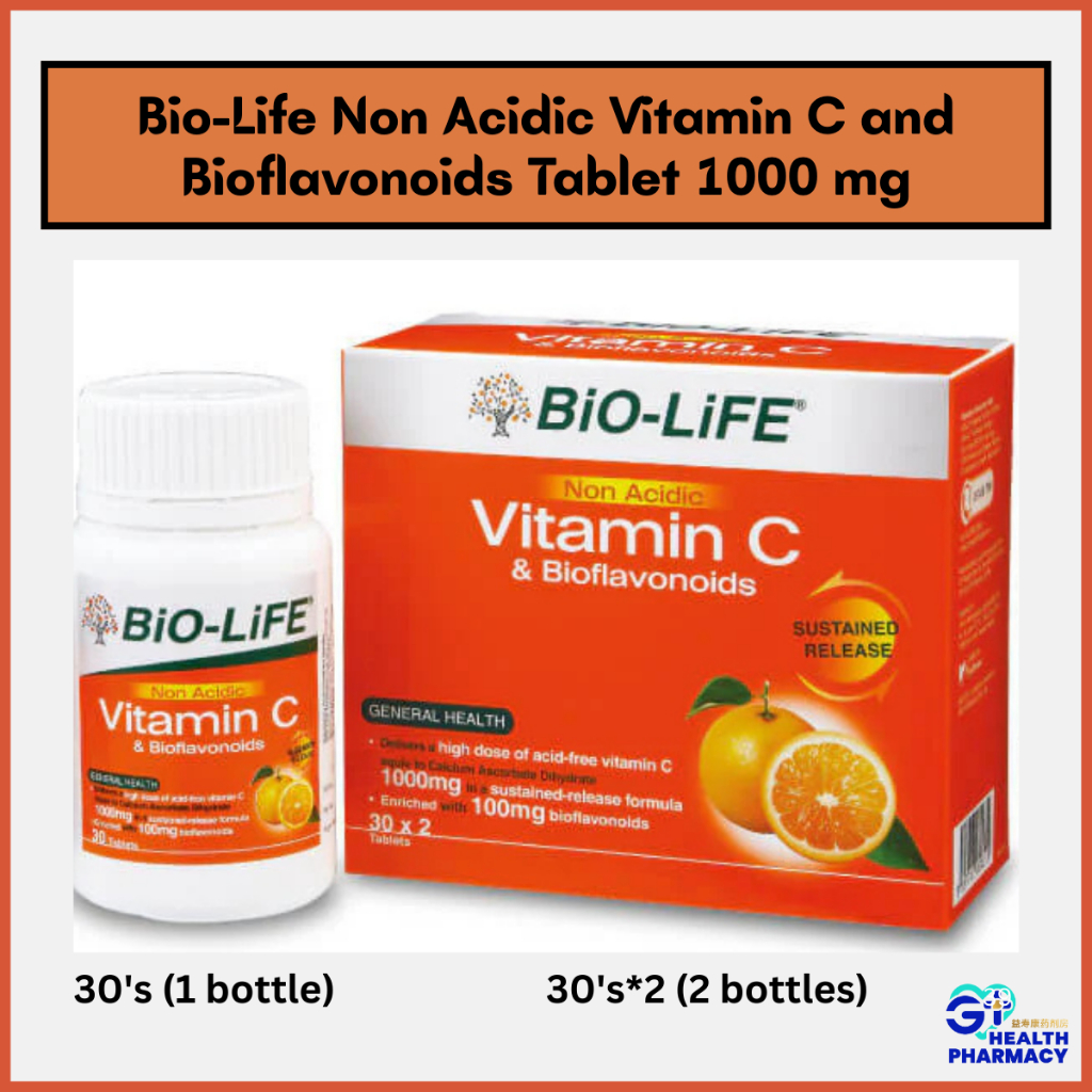 Biolife Non Acidic Vitamin C and Bioflavonoids Tablet 1000mg (30's / 30 ...