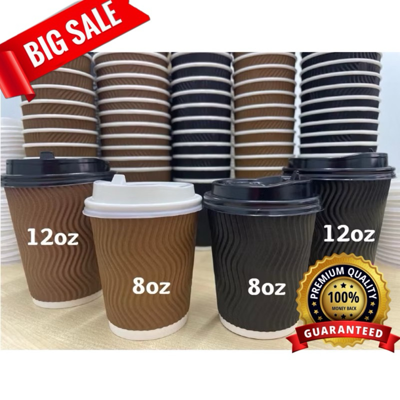 Ripple Paper Hot Cup 8 & 12 Oz/Premium Coffee Hot Paper Cup/Disposable ...