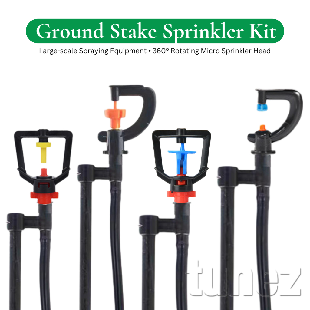 10pcs SET 100cm Ground Stake Micro Sprinkler Kit 360° Rotating Spray ...