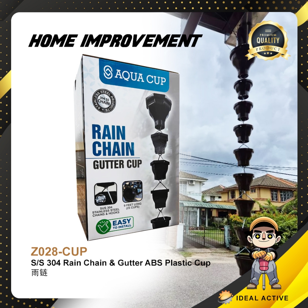 SUS 304 Rain Chain & Gutter ABS Plastic Cup / Cawan Longkang Rantai ...