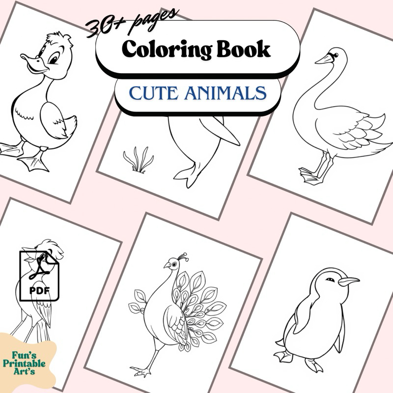 [PDF FILE] Coloring book 30+ pages various cute animals | Shopee Malaysia