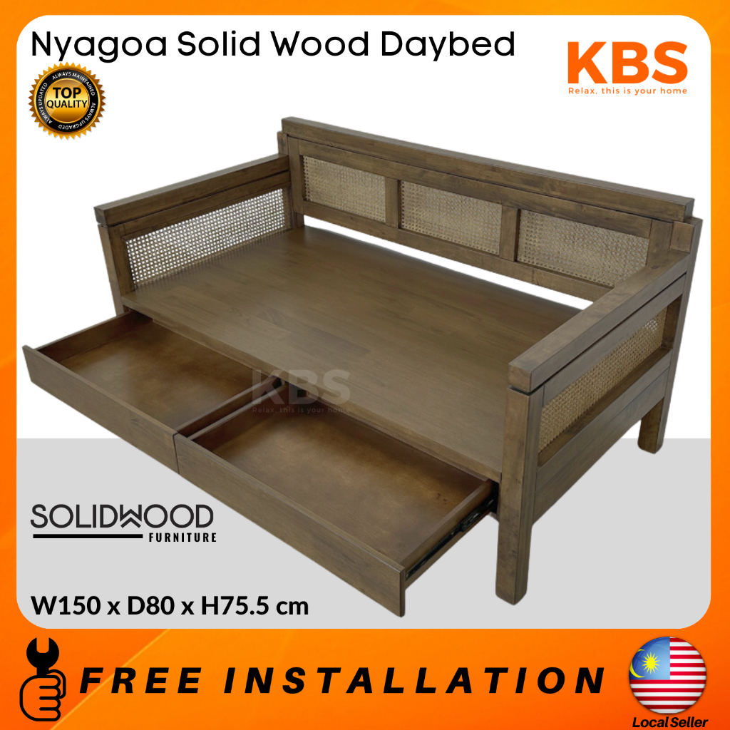 (FREE Installation+ Shipping) KBS Nyagoa Solid Wood Daybed / 2 Drawer ...