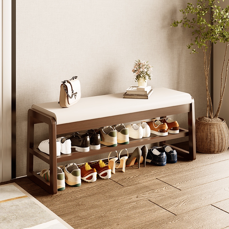 Shoe Bench Stool Wooden Shoe Changing Stool Soft Cushion Shoe Storage ...