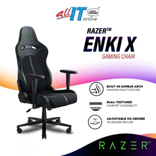 Razer Enki X Essential Gaming Chair for All-Day Comfort with Built-in Lumbar Arch - Black/Green
