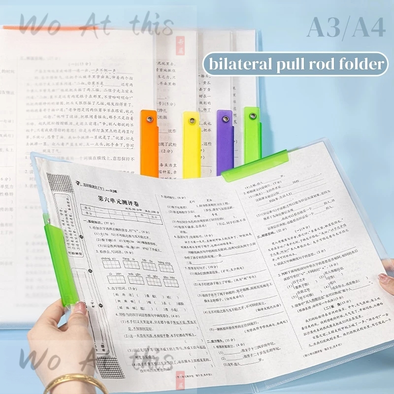 A3/A4 Folder File Organizer Transparent Double Clip Folder Exam Paper ...