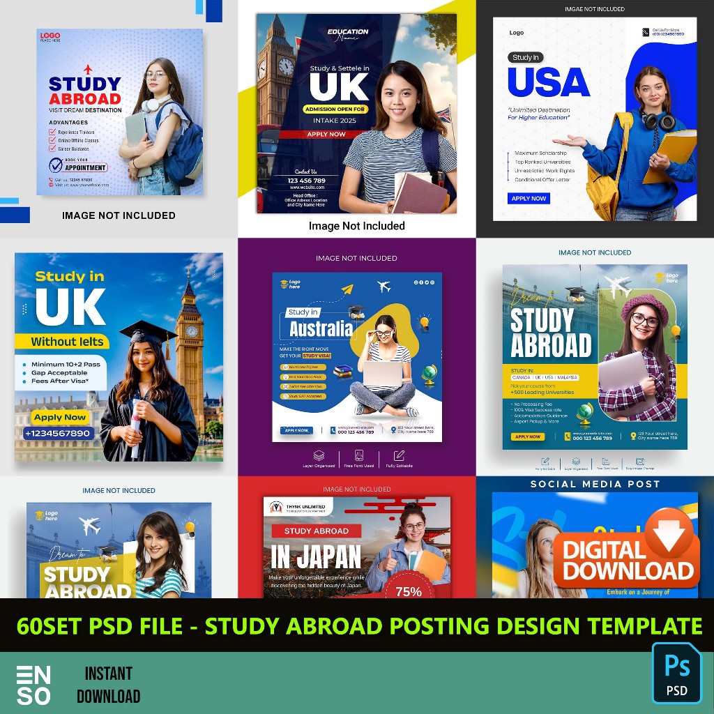 60-Set PSD Study Abroad Posting Design Template Files | PHOTOSHOP ...