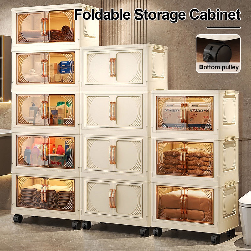 1-5 Layer Storage Cabinet Spacious Clear Foldable Shelving Unit ...