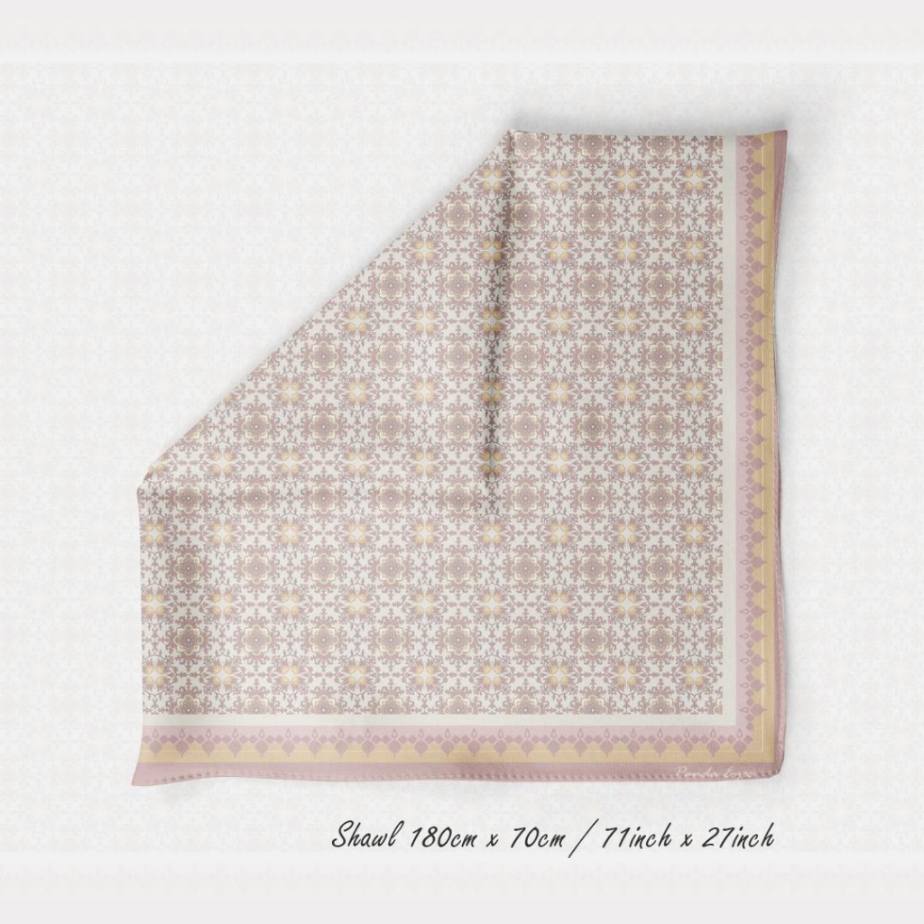 PANDAEYES SHAWL FLORAL SATIN 𝗖𝗟𝗔𝗦𝗦𝗜𝗖 𝗥𝗔𝗬𝗔 𝟮𝟬𝟮𝟱 𝗖𝗢𝗟𝗟𝗘𝗖𝗧𝗜𝗢𝗡 70CM*180CM (Hijab / Tudung/ Shawl)