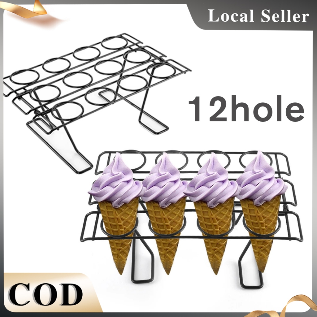Professional Dessert Cooling Rack 12-Slot Cone Holder Dual Function for ...