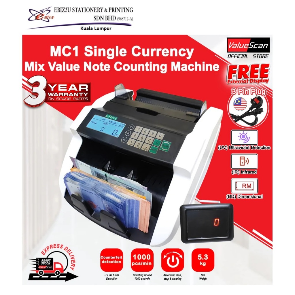 Valuescan Effice - MC1 Money Bank Note Counting Machine / Money Count ...