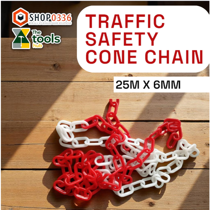 TRAFFIC SAFETY ROAD CONE CHAIN PVC CHAIN 25M X 6MM | Shopee Malaysia