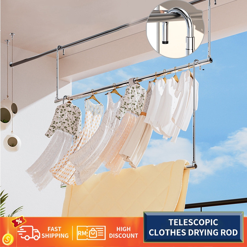 Clothes Drying Racks Drying Quilt Rod Balcony Telescopic Pole Stainless ...