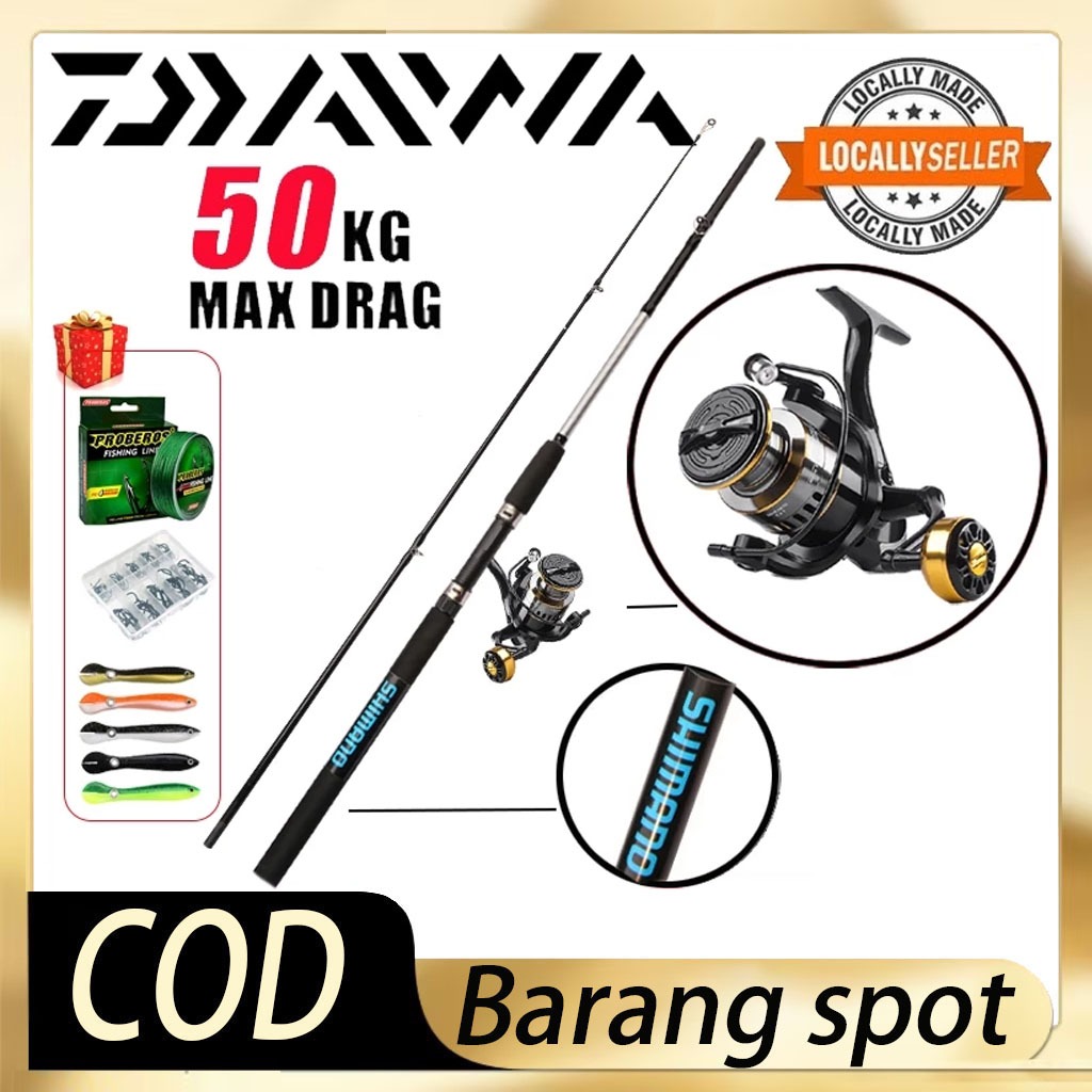 DAIWA Fishing Rod Set Barang Mancing Set Fishing Combo Set 30KG Max ...
